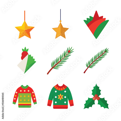 set of Christmas day vector art element 