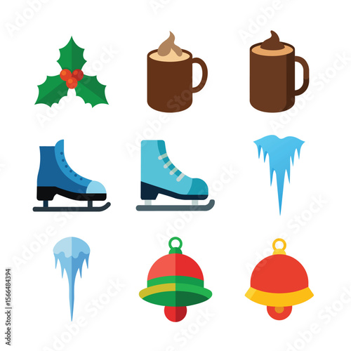 set of Christmas day vector art element 