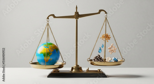 World Population Day Concept: Balancing Resources and the Earth on a Scale
