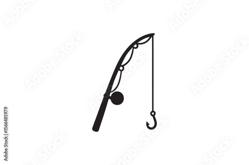 Black Silhouette Fishing Rod Icon