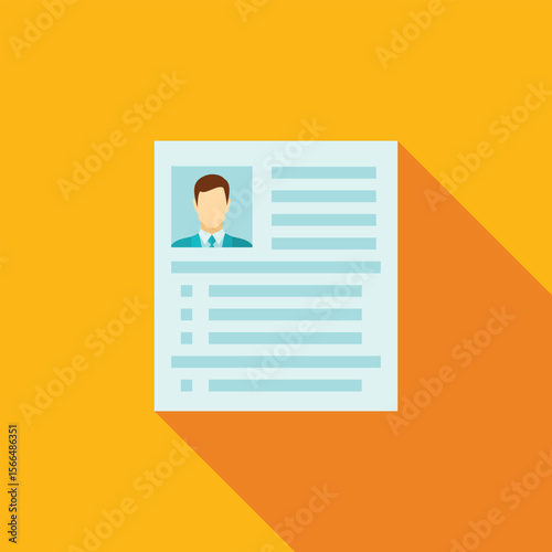 Flat Design Resume Icon – CV Template for Job Application and Career Profile