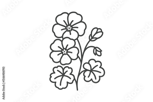 Floral illustration featuring delicate flowers and leaves designed in a simple line art style for artistic inspiration