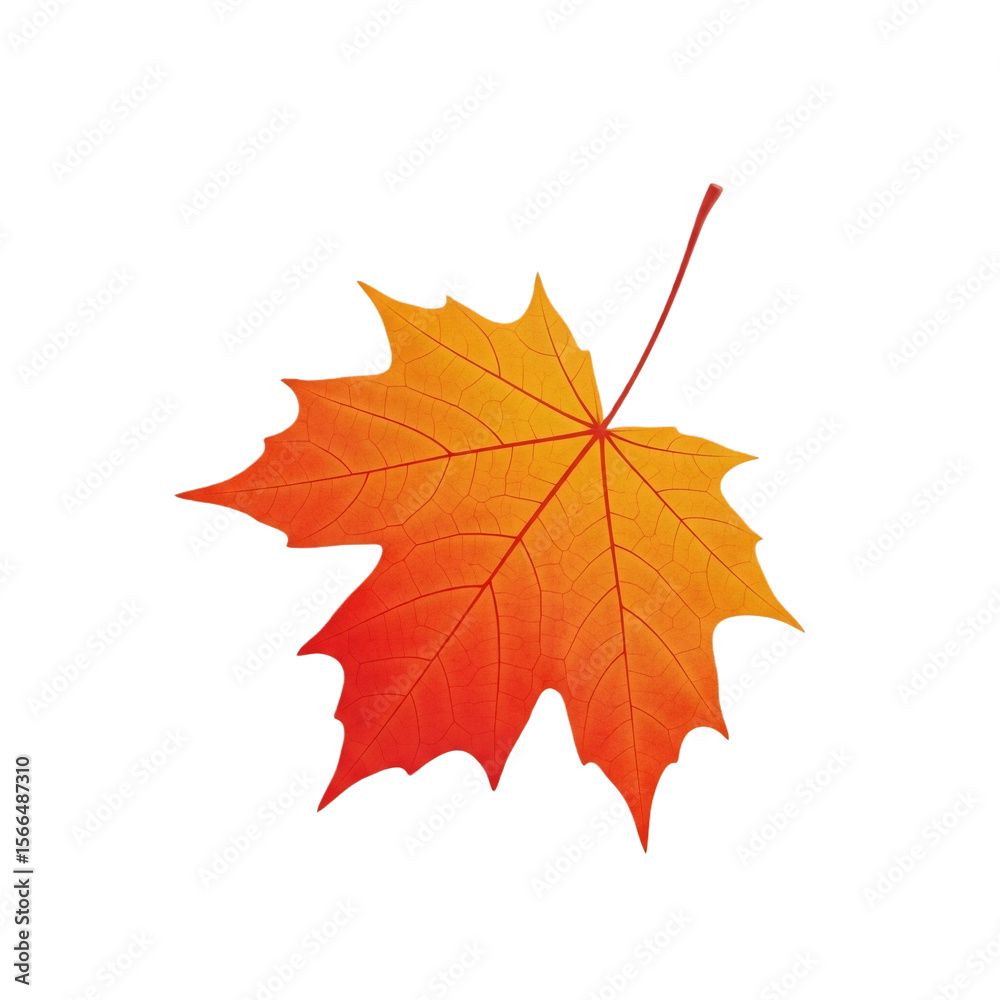 Fototapeta premium Single Autumn Maple Leaf Illustration