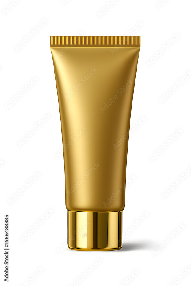 Luxurious golden cosmetic tube with shiny cap for skincare products isolated on transparent background Luxurious golden cosmetic tube with shiny cap for skincare products isolated on transparent background