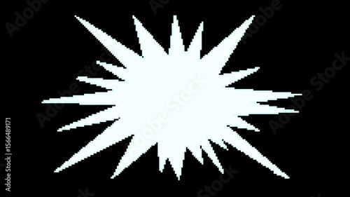 Pixel Art Cartoon Speech White Soft Blue Bubble Animation Loop on Black Screen. Perfect for retro video games, animated dialogue pop up nostalgic gaming projects. Comic Bubbles Popup Style