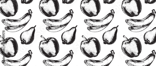 Vintage fruit engraving illustration with botanical details, retro style texture, rustic composition and nature-inspired minimalism, perfect for seasonal packaging design.