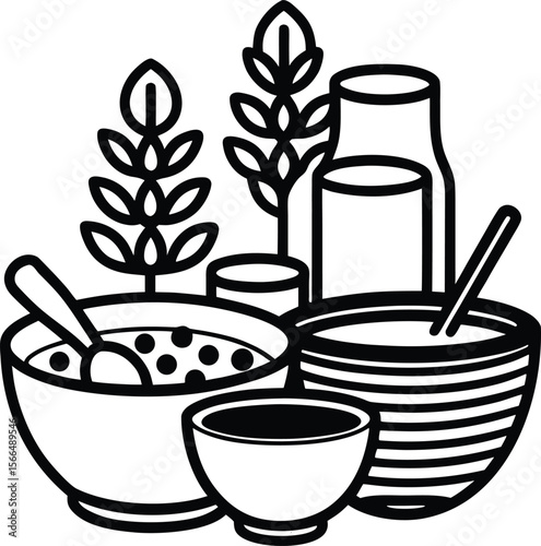 Set of spa icons with a hot cup of tea on a table, a perfect design illustration for relaxation, rejuvenation, stressfree, quiet, aroma, leisure