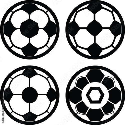 A dynamic set of soccer balls for sport and game, isolated as a vector illustration for team competition , editable, set, collection, creative, modern