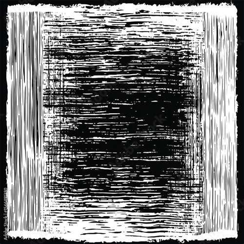 A dense pattern of black vertical lines on a white background creating an abstract visual texture art