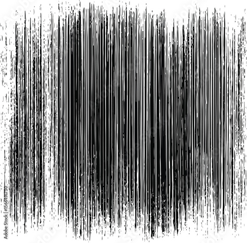 A black and white seamless pattern of vertical lines with varying thicknesses and slight curves design