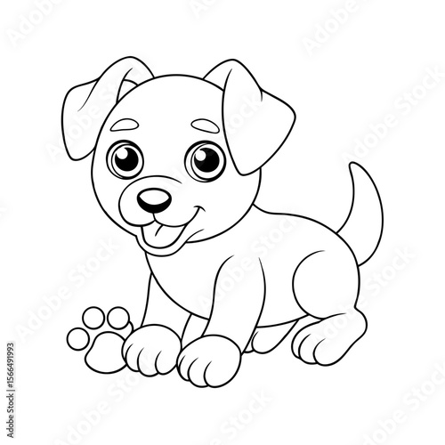 Adorable Puppy Chewing a Bone Coloring Page