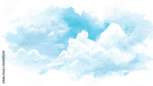 Blue sky with clouds. Vector background, Sunny day background, blue sky with white cumulus clouds, natural summer or spring background