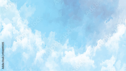 Blue sky with clouds. Vector background, Sunny day background, blue sky with white cumulus clouds, natural summer or spring background