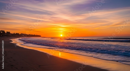 sunset on the beach.
