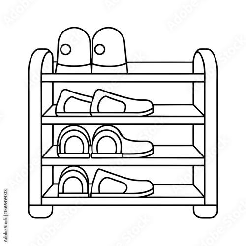 Shoe Rack Outline Coloring Page