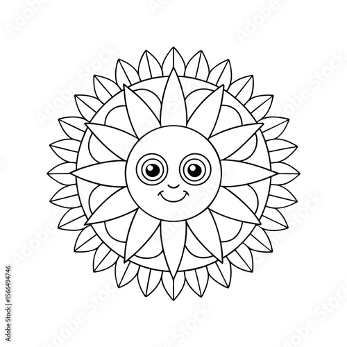 Sun and Flowers Coloring Page