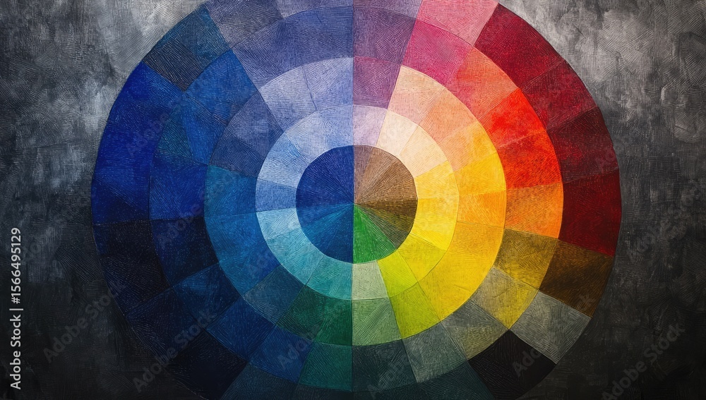 Obraz premium Color swatches arranged in an infinite loop, showcasing the spectrum of colors from rainbow to monochrome.