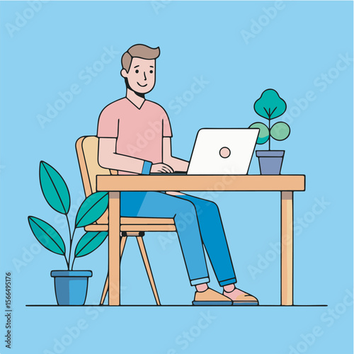 man working on laptop