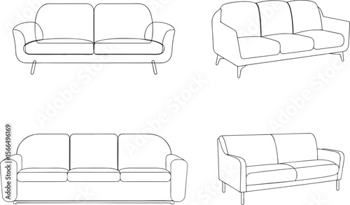 Modern sofa furniture white background with cushion