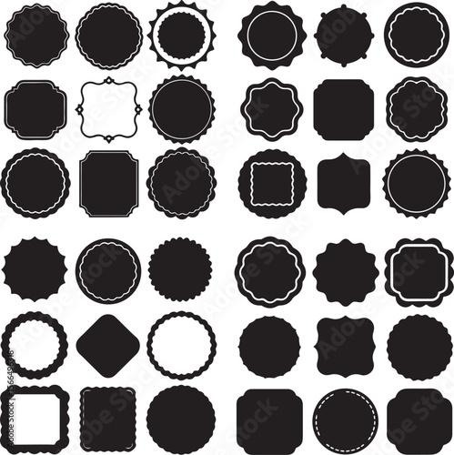 set of black and white labels