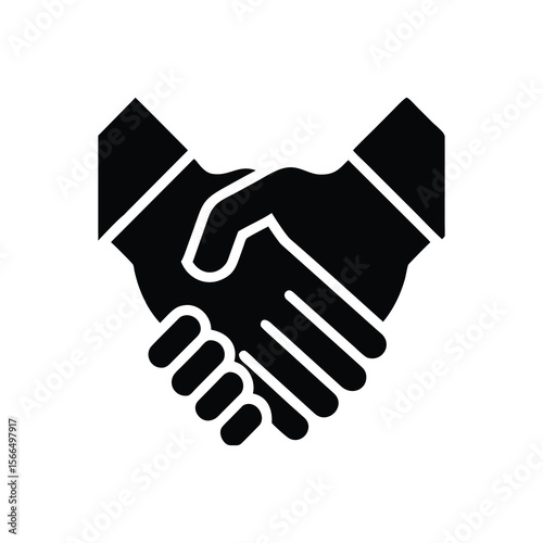 Handshake vector illustration depicting a business deal, agreement, or successful partnership with people shaking hands, a symbol of cooperation and teamwork a minimalist clean line art black