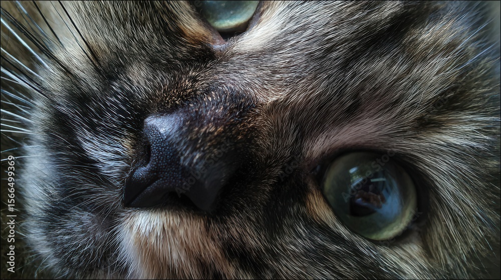 Obraz premium A close up of a cat's face with green eyes