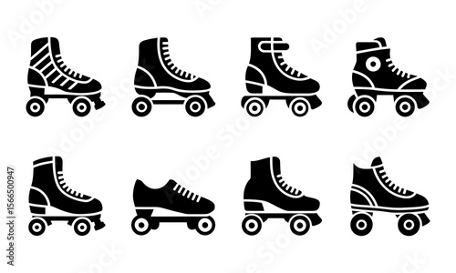 Set of Roller Skates and Inline Skates Icons