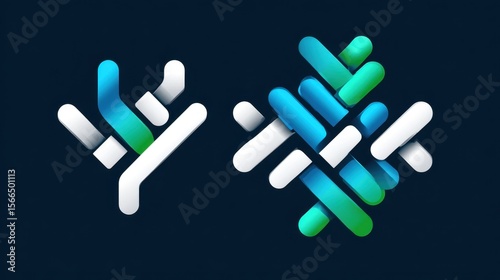 A blue and green logo with a knot in the middle