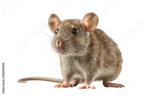 PNG Close-up of a small brown mouse with large eyes and ears on a black background