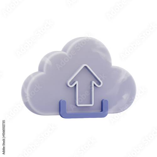 This vector illustration depicts a cloud computing concept icon with upload and download arrows symbolizing data transfer and network connection