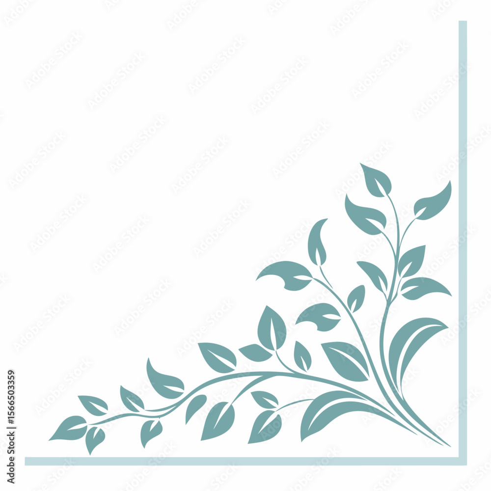 Naklejka premium A vector of silhouette floral design corner shape in white background Art & Illustration