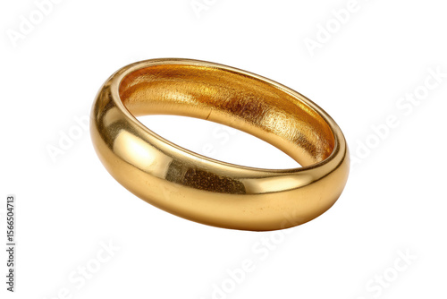 PNG Close-up of shiny gold ring with smooth curved design on white background