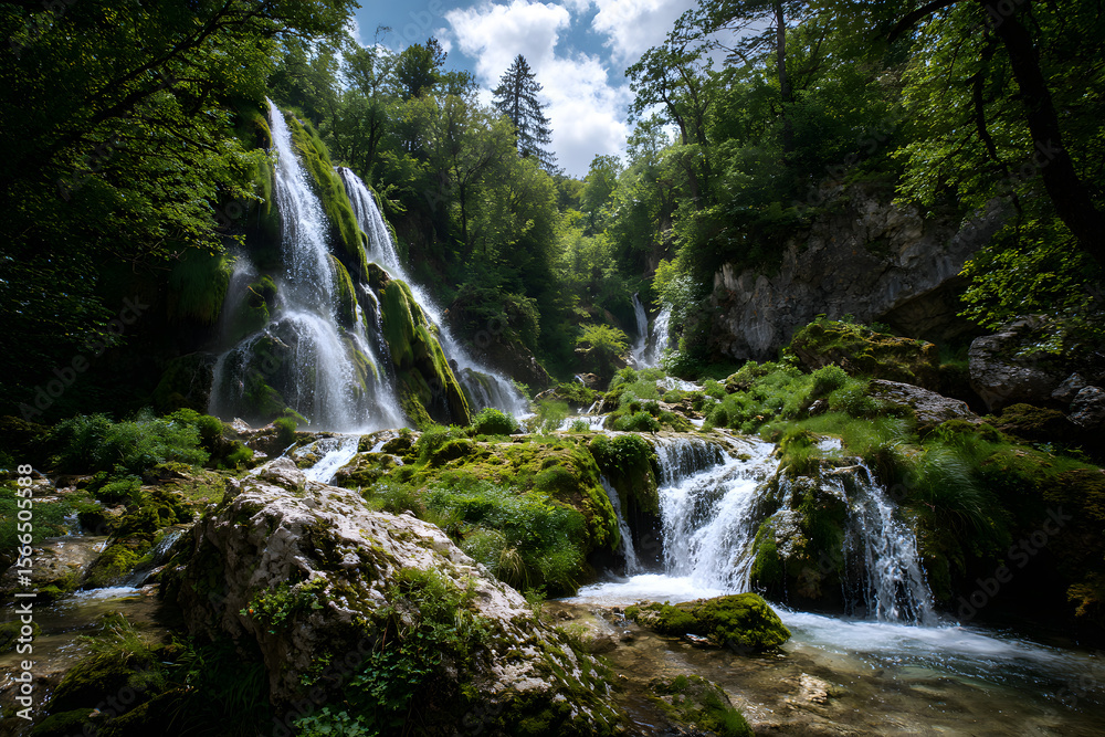 Fototapeta premium Stunning perspective of cascading waterfalls
