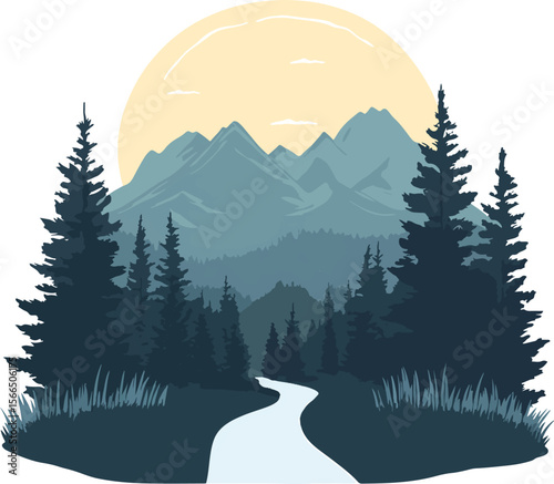winter landscape with mountains