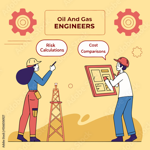 Engineers discussing risk and cost oil and gas risk calculations