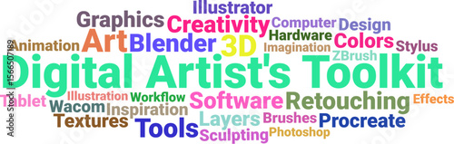Digital Artist's Toolkit Word Cloud - Creative Design Essentials