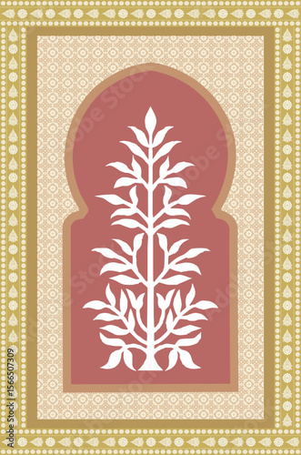 Mughal wall paintings, botanical floral ethnic motif, Indian traditional flower motif. Botanical floral ethnic motif, Traditional indian Mughal floral motif ethnic decorative border pattern design,