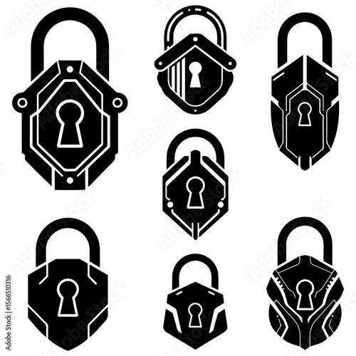 An elegant set of emblems is available for creating a sophisticated and powerful logo for any modern business
