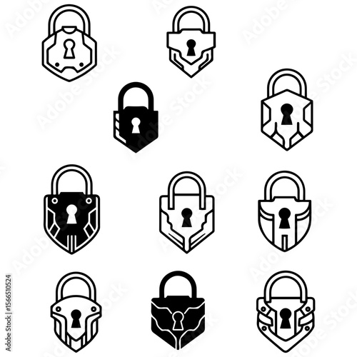An amazing assortment of unique lock silhouettes captures the essence of Japanese mecha and sci-fi art
