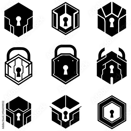 Lock silhouettes in this set look like they belong on a powerful mech or an advanced robotic sentinel