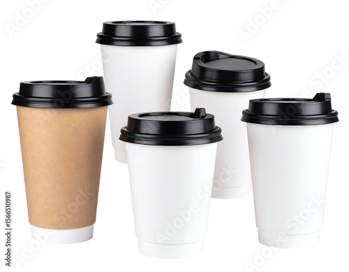 Wallpaper Mural A collection of various disposable coffee cups with black lids ready for your favorite hot beverage. Torontodigital.ca