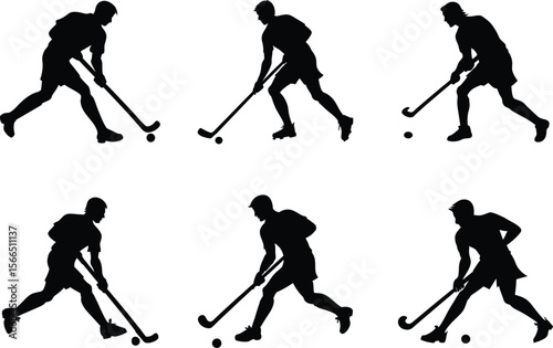Field hockey player silhouettes.