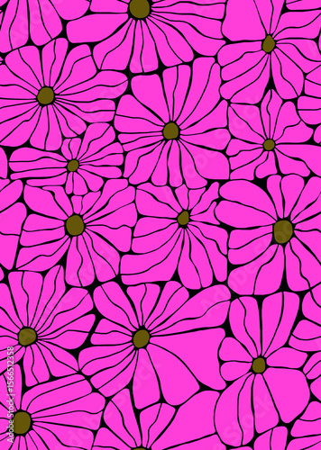 A pattern of large daisies in bright colors .Seamless pattern.