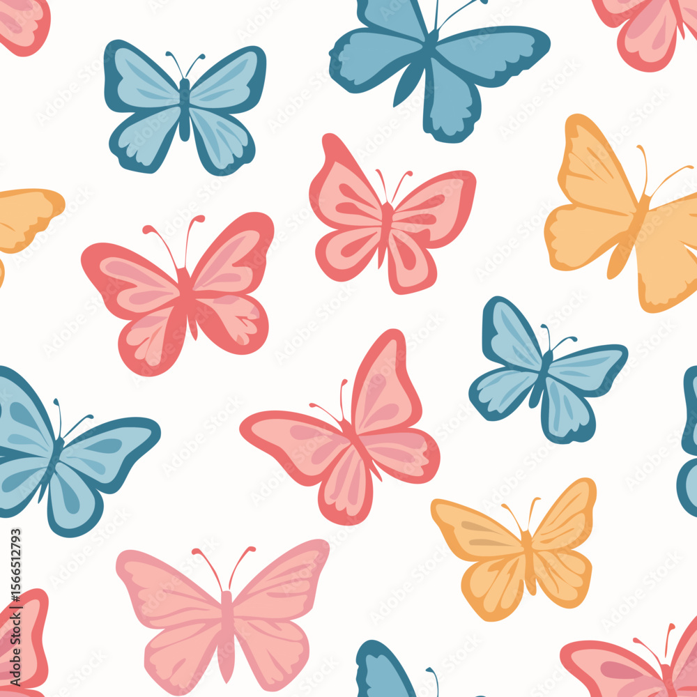 Fototapeta premium Butterfly Pattern – Hand Drawn Vector Illustration