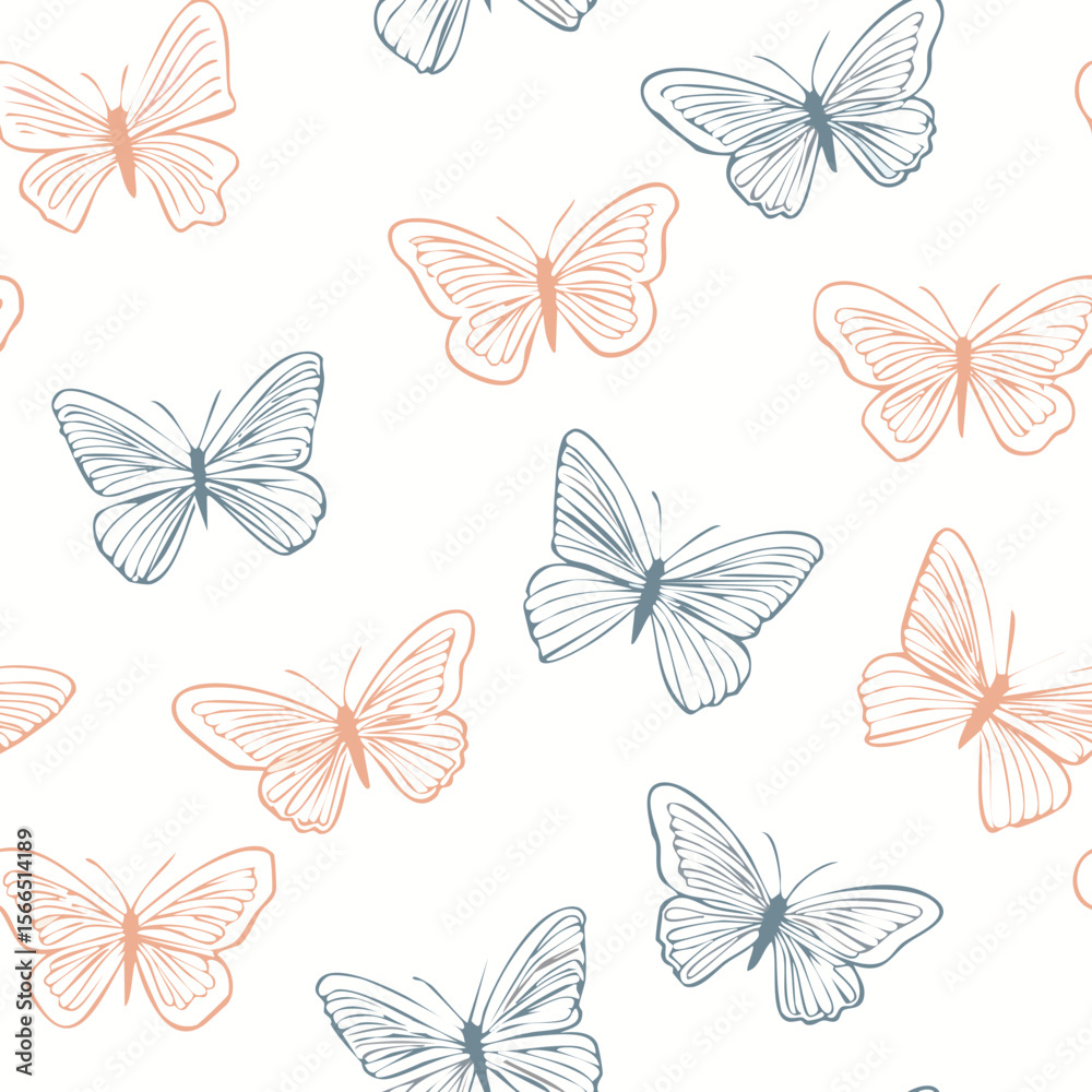 Obraz premium Butterfly Pattern – Hand Drawn Vector Illustration