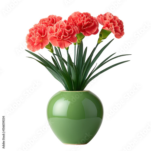 Wallpaper Mural Vibrant Pink Dianthus Flowers in a Glossy Emerald Pot for Home Decoration and Floral Arrangements Torontodigital.ca