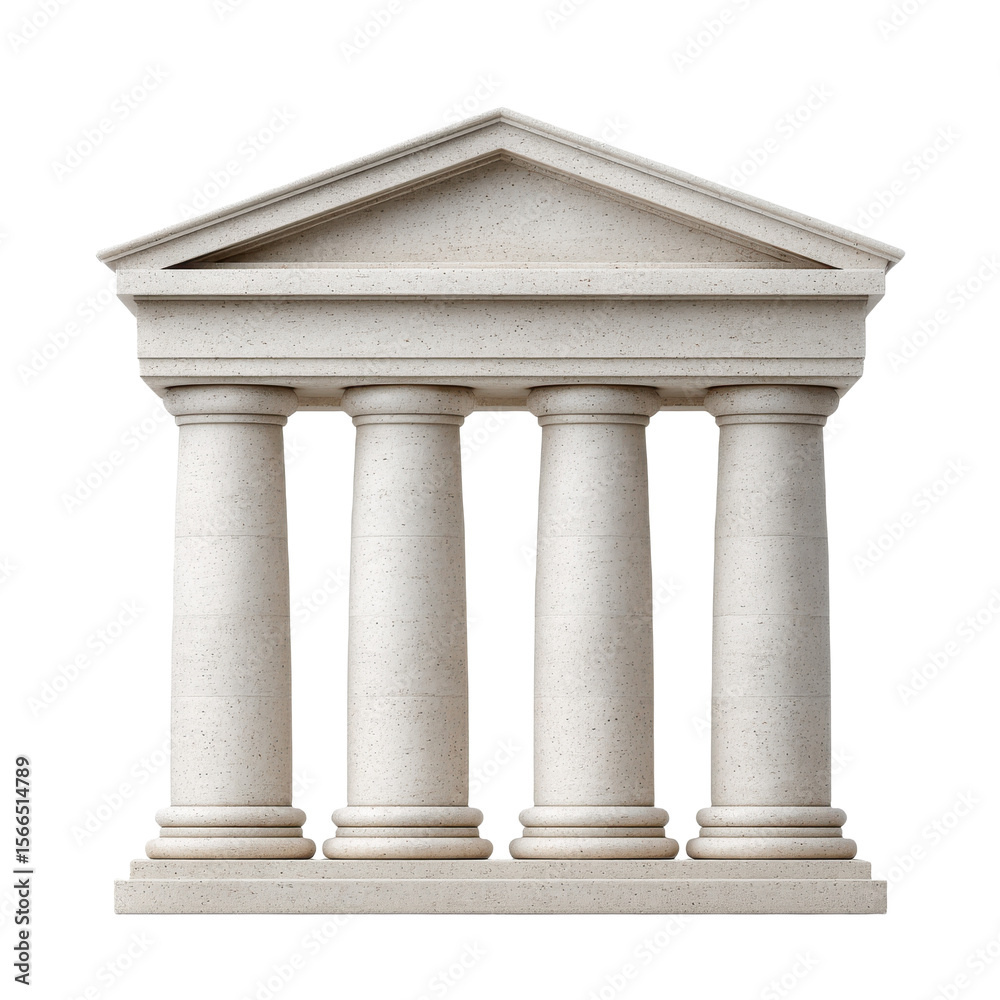 Obraz premium A classical stone temple facade featuring four sturdy columns supporting a triangular pediment.