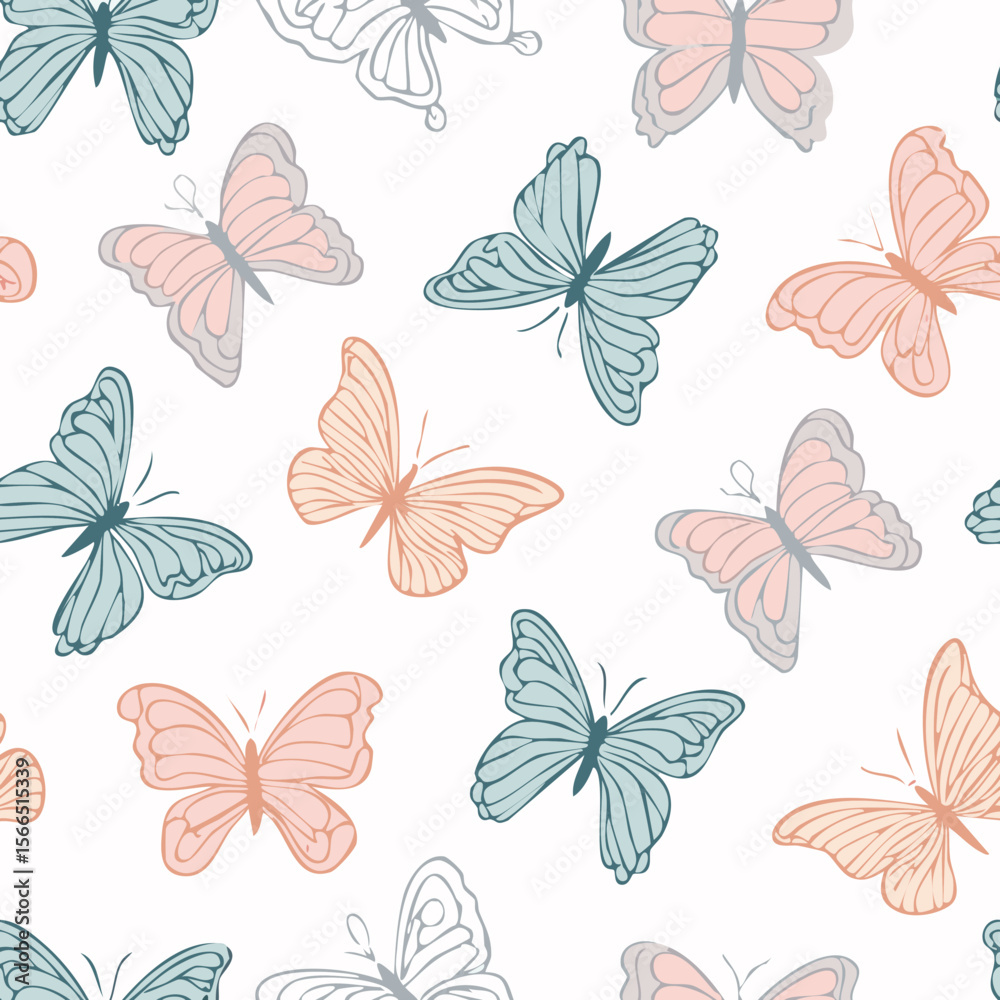 Fototapeta premium Butterfly Pattern – Hand Drawn Vector Illustration