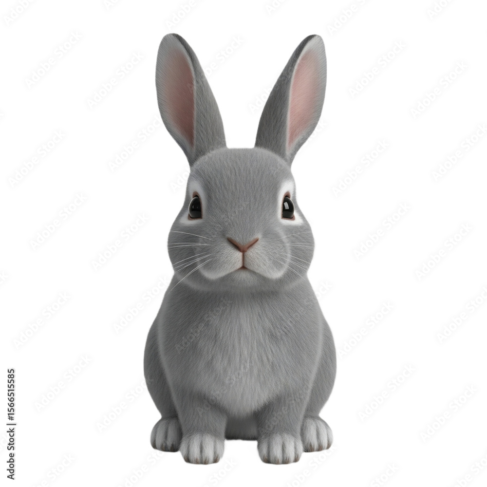 Fototapeta premium Cute Gray Bunny Digital Art