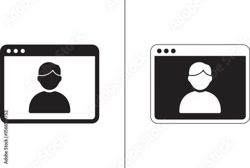 Video Lecture Icon Vector – Black and White Online Learning Symbol